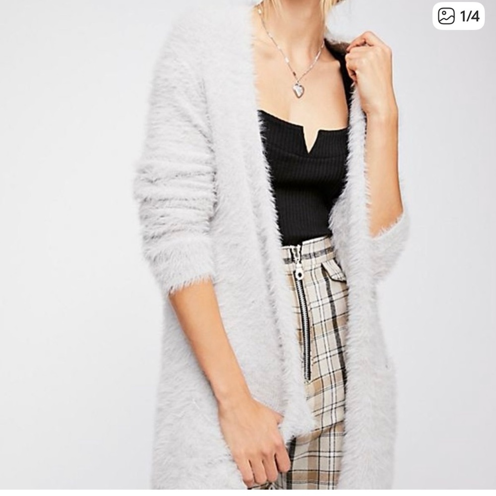 Free People, Women’s Medium Faux Fur Open Front Cardigan